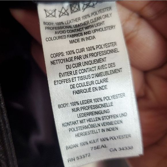 French Connection Black Leather Studded Moto Jacket Size 6 S - Picture 4 of 6